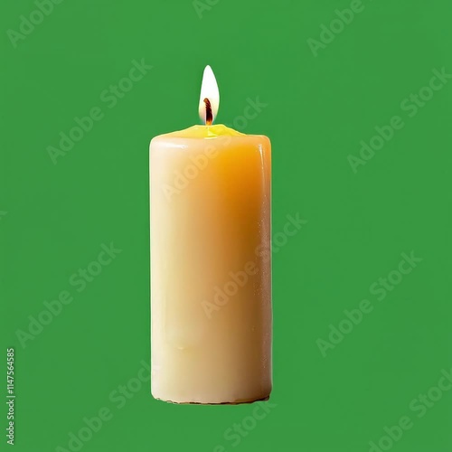 A lit candle, with a green background photo