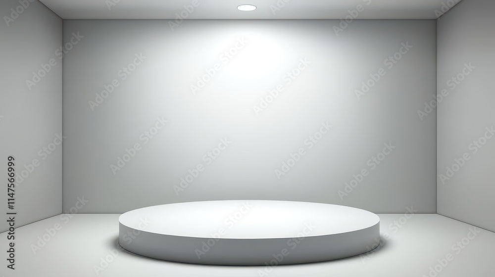 Fototapeta premium Minimalist White Room Circular Platform Display