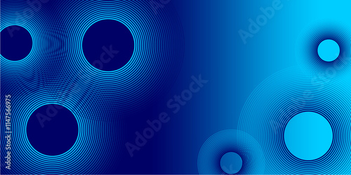 Abstract blue  geometric lines on dark blue background. Modern blue circle lines pattern. Futuristic technology concept. Suit for cover, poster, banner, brochure, header, website