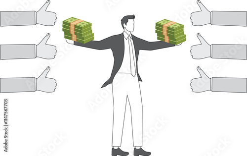 Businessmen who make money are appreciated and respected, monetarist or gold-digging, and those who show off their wealth with a pile of banknotes reap numerous thumbs up