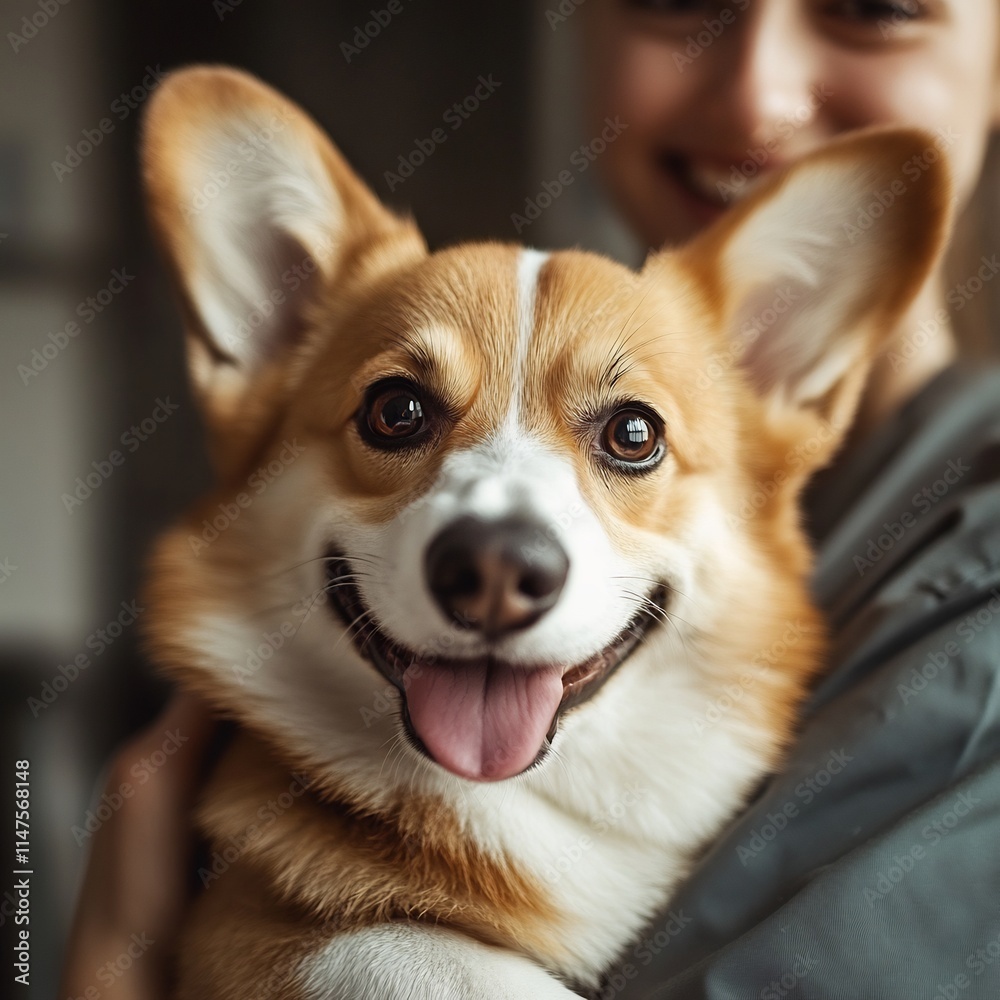 Adorable Corgi's Happy Expression: A Close-Up Portrait of Pure Joy Adorable Corgi's Happy Expression: A Close-Up Portrait of Pure Joy