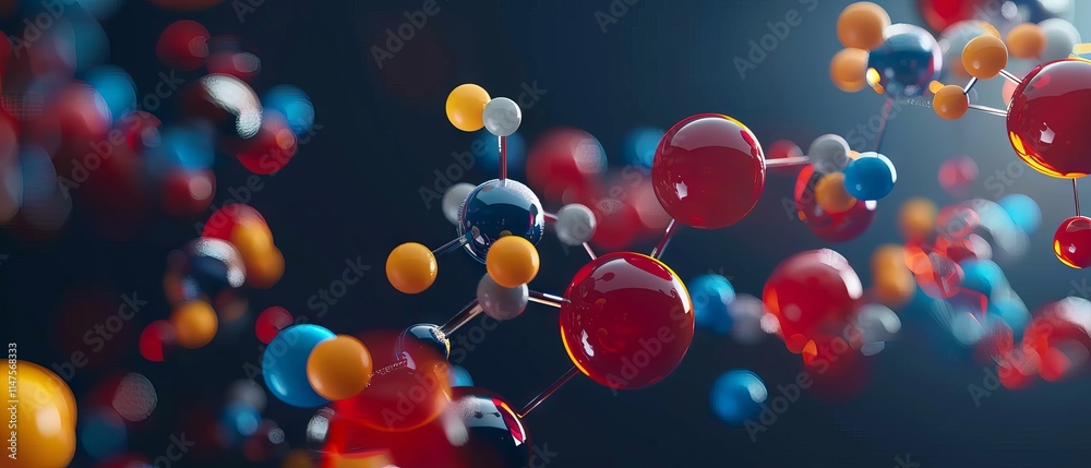 Abstract molecular atom model depicting scientific and medical structural concepts for research and innovation Abstract molecular atom model depicting scientific and medical structural concepts for research and innovation
