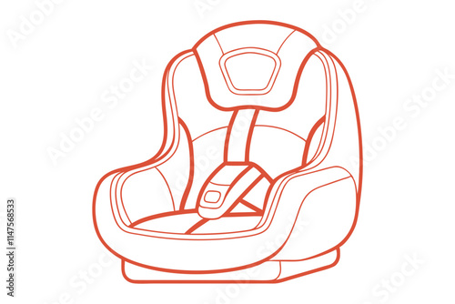 Child Car Seat Design in Vector A Line Art Approach