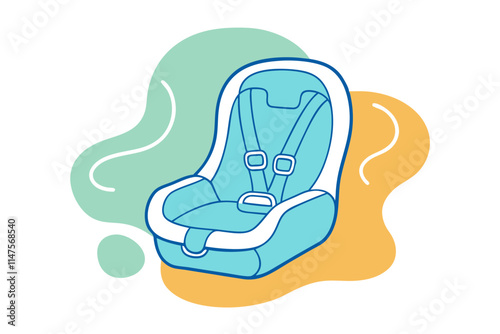 Child Car Seat Design in Vector A Line Art Approach