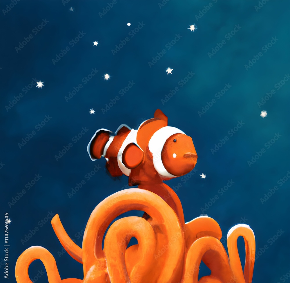 Fototapeta premium Clownfish - cartoon