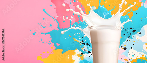 Cows Farm Life and Cows milk in Doodle Pop Art and Realism Styles for advertising