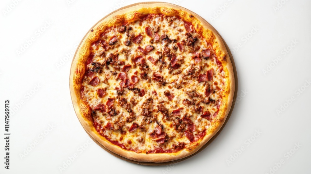 Top view of an empty pizza box with a plain white background