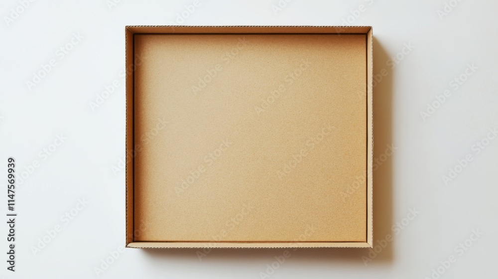 Fototapeta premium Top view of an empty pizza box with a plain white background