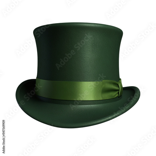 Green top hat on isolated background.