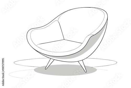 Vector Art of a White Hull Chair in Simple Line Drawing