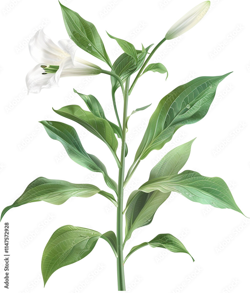 Obraz premium Lily Plant illustration - lilium Flower PNG isolated 