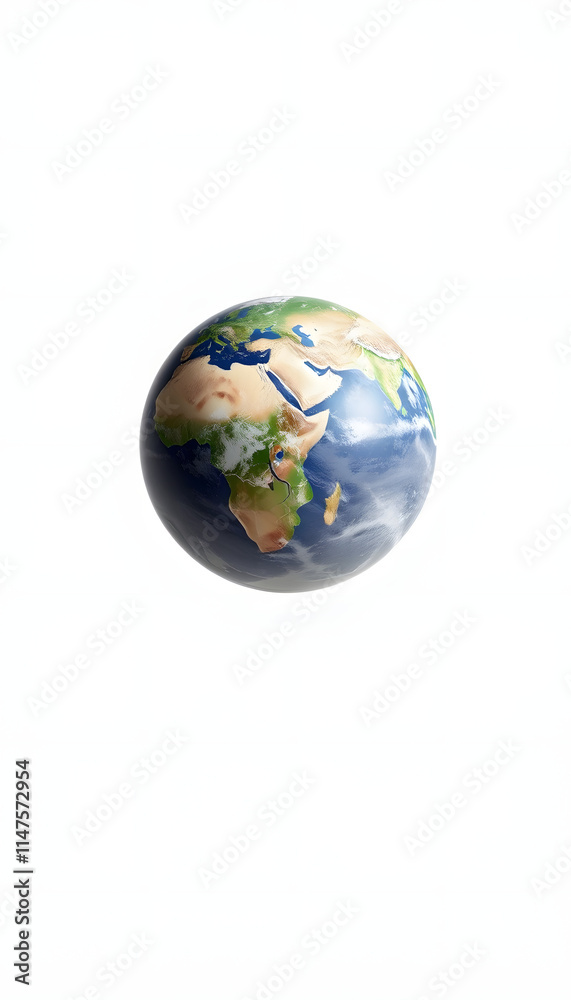 Fototapeta premium Planet Earth white isolated with shadow set, Dynamic motion