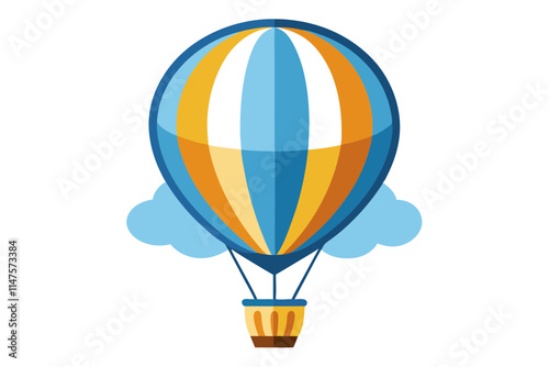 Hot Air Balloon Icon in Colorful Line Drawing - Isolated Artwork