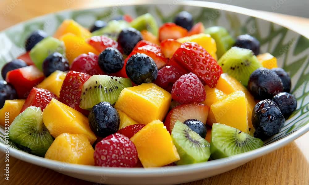 A vibrant bowl of assorted fresh fruit, perfect for a healthy snack or dessert. A vibrant bowl of assorted fresh fruit, perfect for a healthy snack or dessert.