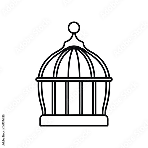 a  line art house system bird cage
 vector