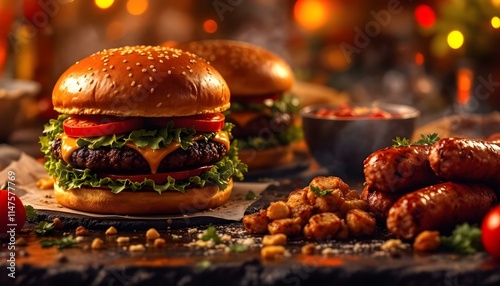 restaurant, gourmet, hamburgers, artisanal, pizzas, grilled, chicken, sausages, vibrant, backdrop, orange, brown, food, menu, delicious, savory, culinary, dining, cuisine, tasty, elegant, graphic photo