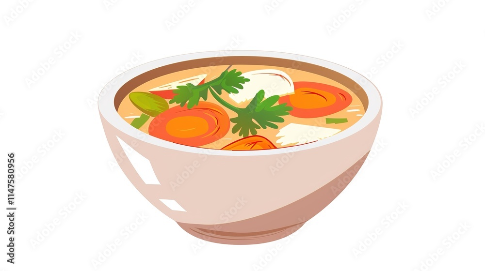 The Appealing Vegetable Soup Isolated on White Background: A Hearty and Nourishing Dish Presented with Visual Charm. The Appealing Vegetable Soup Isolated on White Background: A Hearty and Nourishing Dish Presented with Visual Charm.