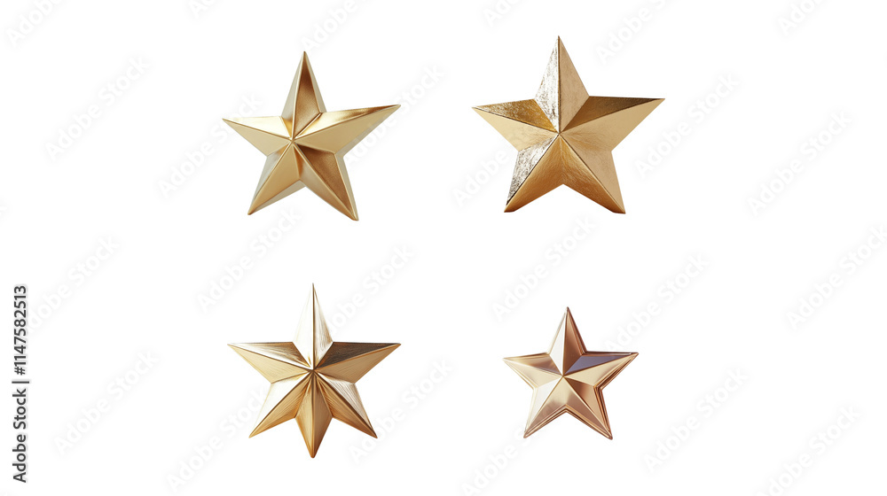 Obraz premium Realistic 3D golden star isolated on white background. 
