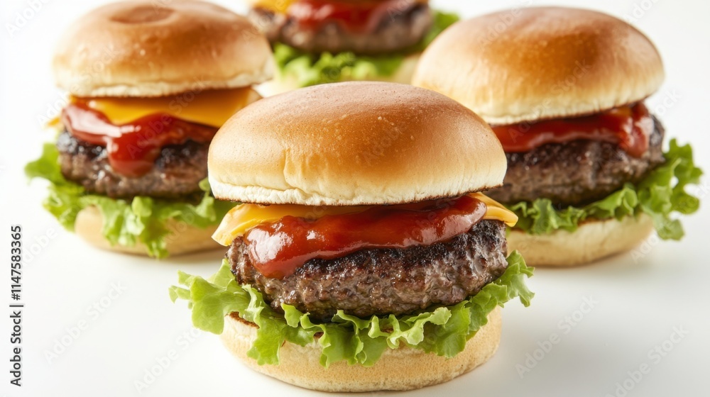Trio of Mini Burgers with Beef and Fresh Ingredients Trio of Mini Burgers with Beef and Fresh Ingredients