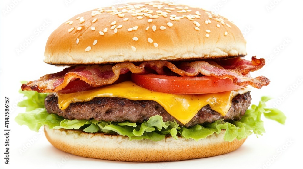 Delicious Cheeseburger with Crispy Bacon Strips Delicious Cheeseburger with Crispy Bacon Strips