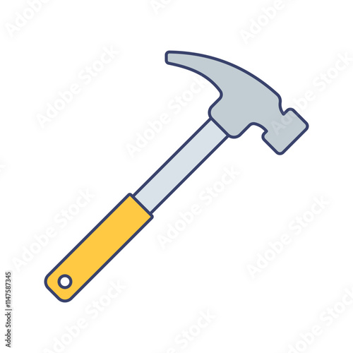 Hammer Icon Illustration in Flat Style .Ideal for construction, engineering, and industrial design projects.