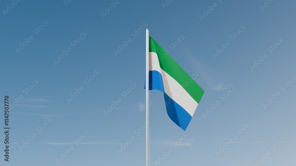 Naklejka premium Sierra Leone flag on blue sky 3d illustration image