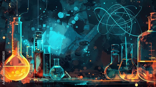 Wallpaper Mural Futuristic science and medical technology background with abstract digital connections and molecular structures Torontodigital.ca