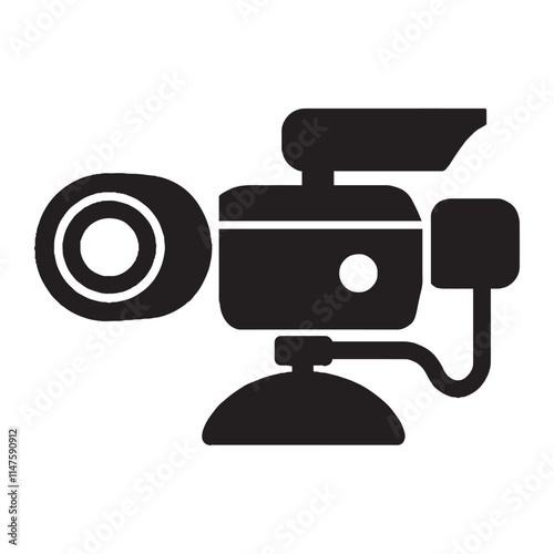 Simple black and white CCTV security camera icon
