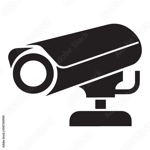 Simple black and white CCTV security camera icon
