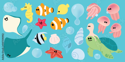 a collection of sea creatures