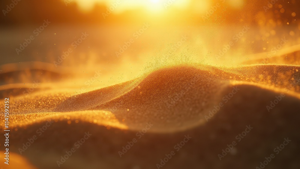 Golden Sunset with Sand Dunes Illuminated by Warm Sunlight
Golden Sunset with Sand Dunes Illuminated by Warm Sunlight