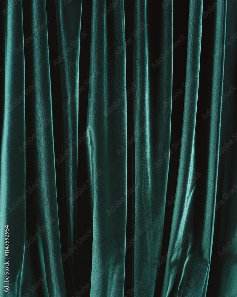 Elegant green curtain with soft folds. Elegant green curtain with soft folds.