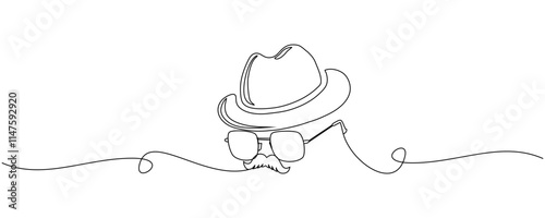 line art of grandfather's hat and glasses