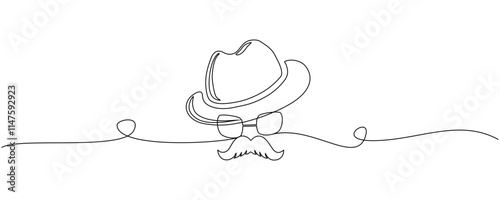 line art of grandfather's hat and glasses