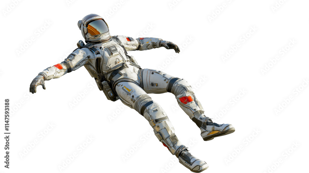 Astronaut in a dynamic pose wearing a detailed spacesuit Isolated on a transparent background Astronaut in a dynamic pose wearing a detailed spacesuit Isolated on a transparent background