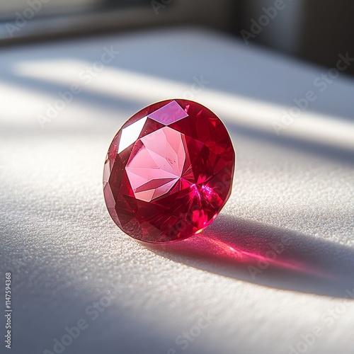 Stunning ruby gemstone with vibrant red hues. photo