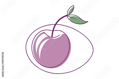 Colorful Plum Line Drawing Vector A Beautiful Fruit Design photo