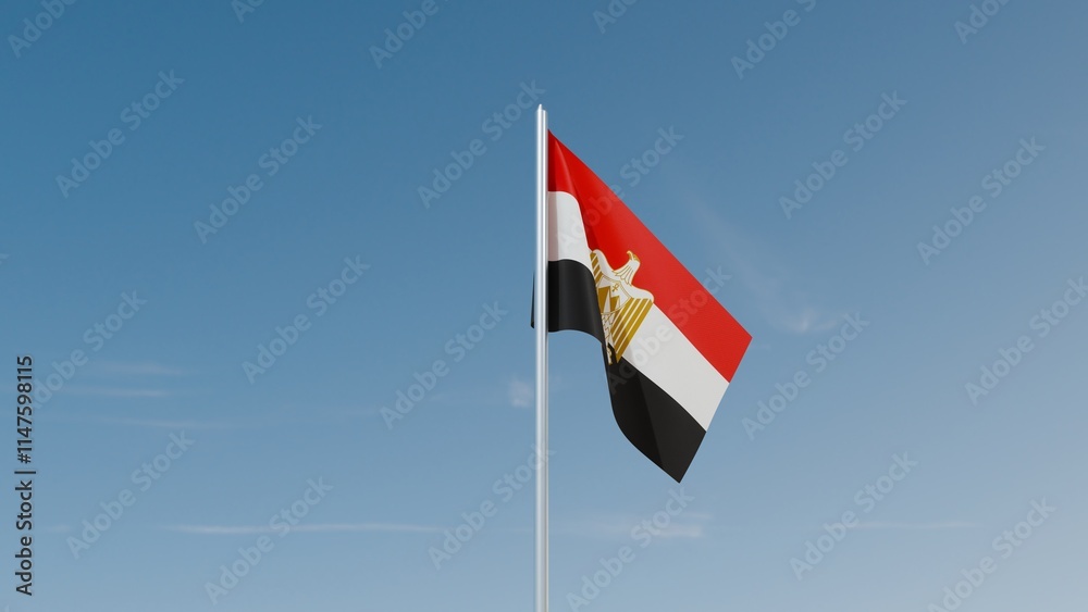 Naklejka premium Egypt flag on blue sky 3d illustration image