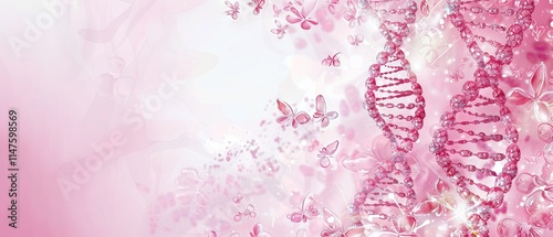 DNA molecules banner design featuring scientific template for genetics and biotechnology research – vector illustration