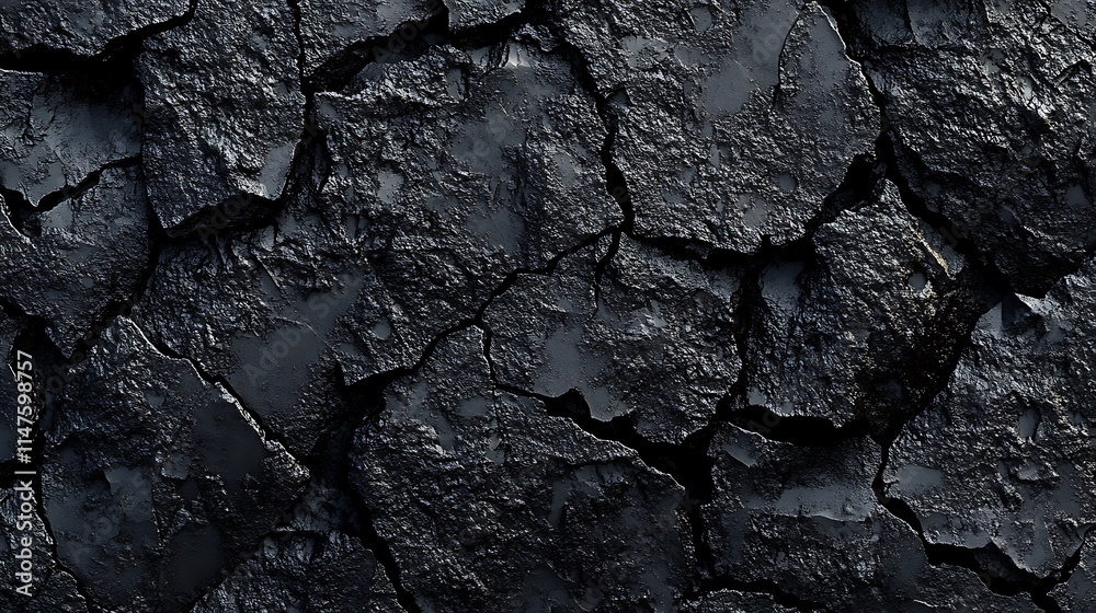 Natural black charcoal rocks arranged in a textured formation. Natural black charcoal rocks arranged in a textured formation.