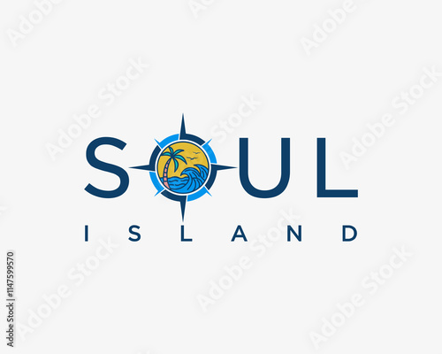 Compass and beach logo