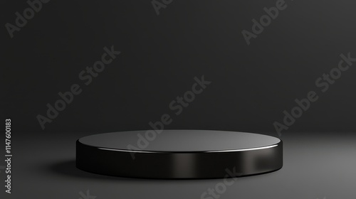 Black Circular Platform On Dark Background