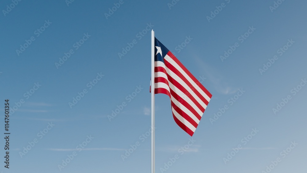Liberia flag on blue sky 3d illustration image Liberia flag on blue sky 3d illustration image
