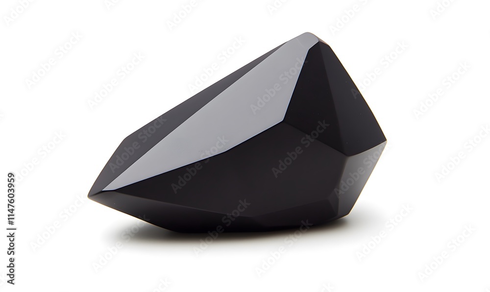 Fototapeta premium Black faceted gemstone on white.