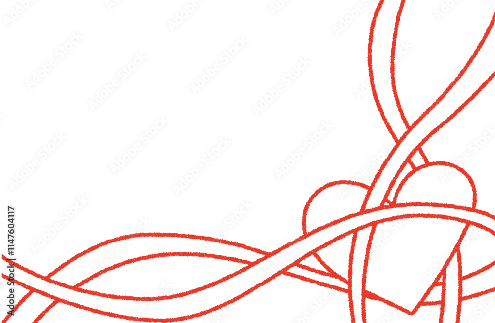 Ribbon and heart illustration, red line drawing Ribbon and heart illustration, red line drawing
