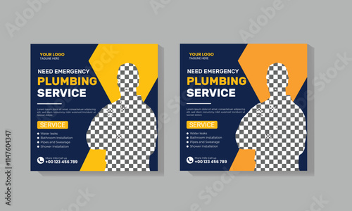 Plumbing service social media post template design 