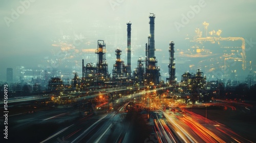 Wallpaper Mural Industrial landscape transformation at dusk urban setting photography nighttime aesthetic view energy and progress Torontodigital.ca