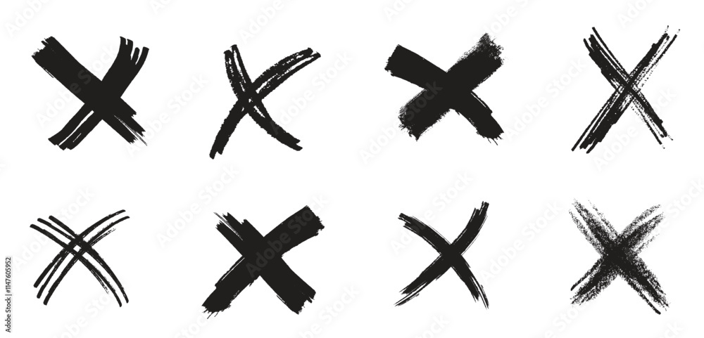Paint brush letter x set