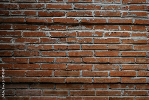 Weathered red brick wall texture background photo