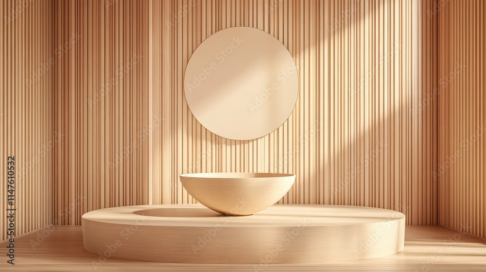 Wooden Display Stand with Bowl and Circular Mirror Wooden Display Stand with Bowl and Circular Mirror